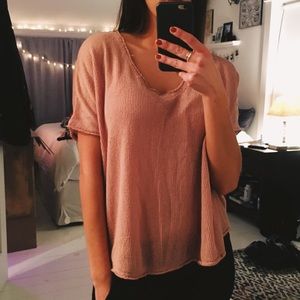 Out From Under // Distressed Pink Waffle Tee